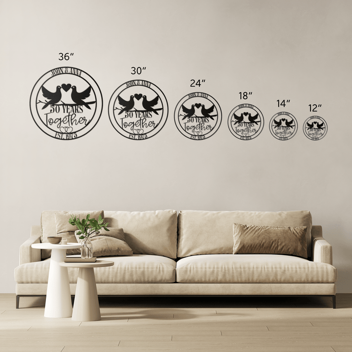 50th Anniversary Gift - Personalized Metal Wall Art for Couples - Custom Golden Wedding Keepsake Sign for Romantic Home Decor Metal Sign Uber Elegant
