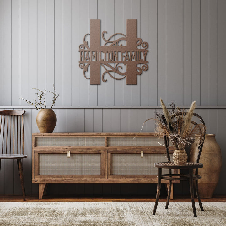 Personalized Split Letter Monogram Wall Art – Custom Name & Initial Design Metal Art Uber Elegant
