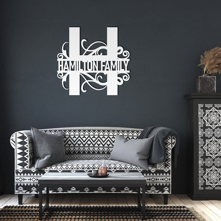Personalized Split Letter Monogram Wall Art – Custom Name & Initial Design Metal Art Uber Elegant