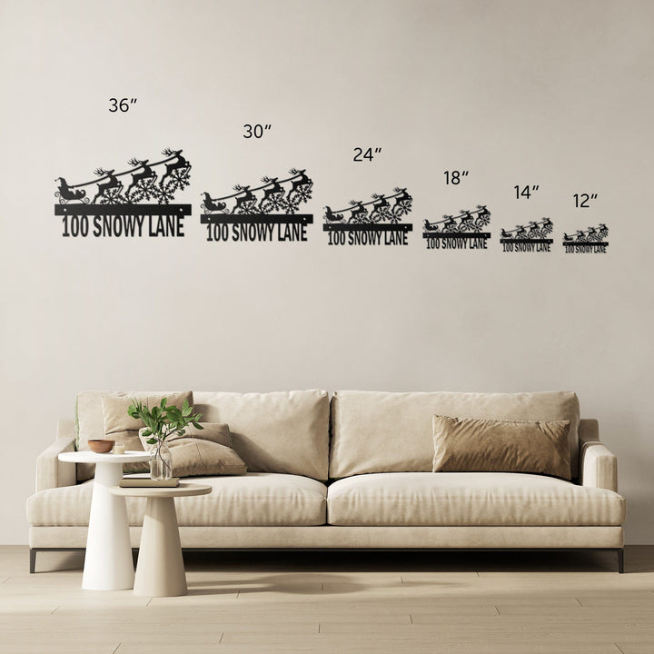 Santa Claus is Coming to Town Metal Santa Sleigh with Reindeer Stand Christmas Mantel Decor Metal Christmas Decor, Choice of Finish Metal Sign Uber Elegant