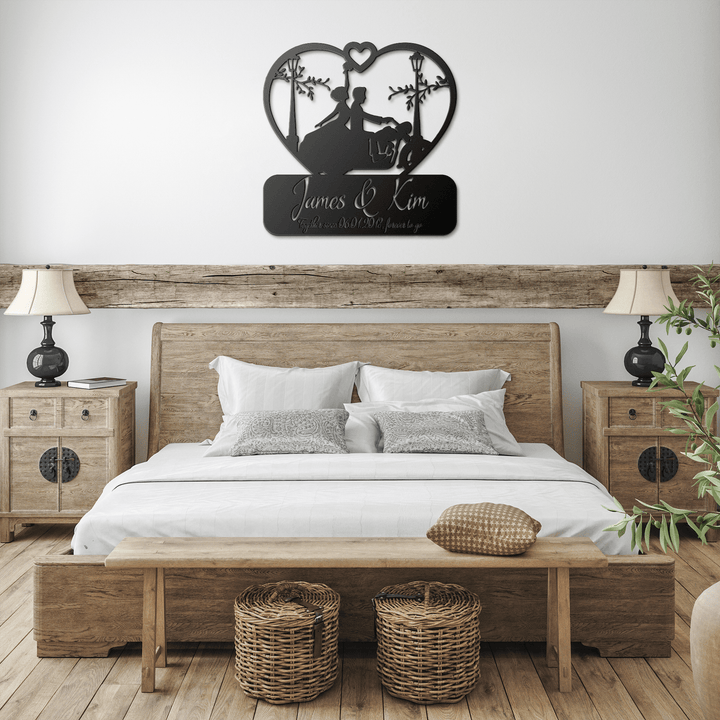 Personalized Gift for Bike Lovers - Custom Laser Cut Metal Sign for Couples - Unique Home Decor for Valentines, Weddings, Engagements, & Milestones Metal Sign Black / 12" Uber Elegant