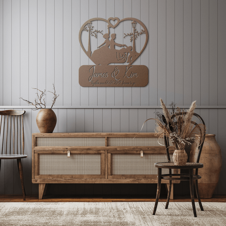 Personalized Gift for Bike Lovers - Custom Laser Cut Metal Sign for Couples - Unique Home Decor for Valentines, Weddings, Engagements, & Milestones Metal Sign Uber Elegant