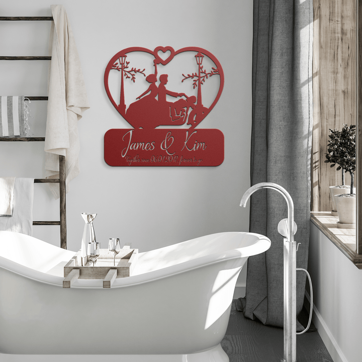 Personalized Gift for Bike Lovers - Custom Laser Cut Metal Sign for Couples - Unique Home Decor for Valentines, Weddings, Engagements, & Milestones Metal Sign Uber Elegant