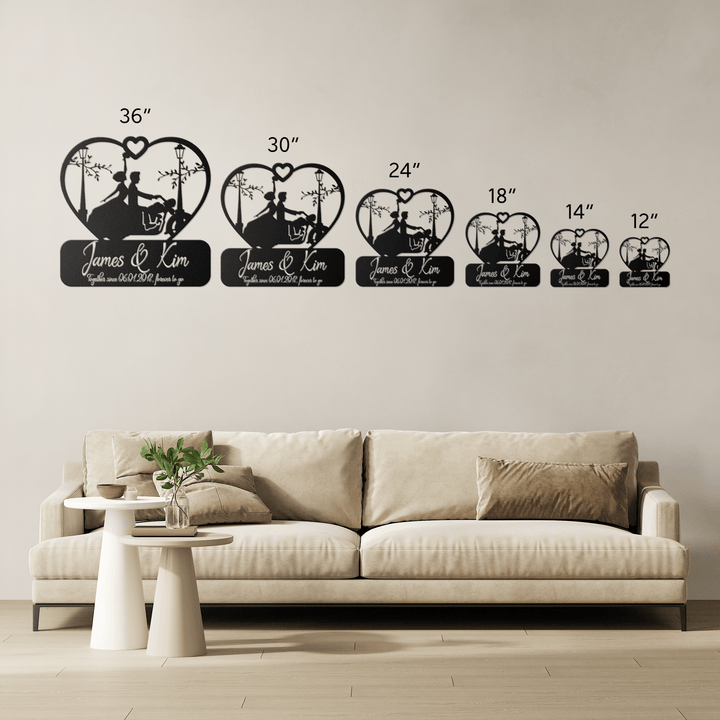 Personalized Gift for Bike Lovers - Custom Laser Cut Metal Sign for Couples - Unique Home Decor for Valentines, Weddings, Engagements, & Milestones Metal Sign Uber Elegant