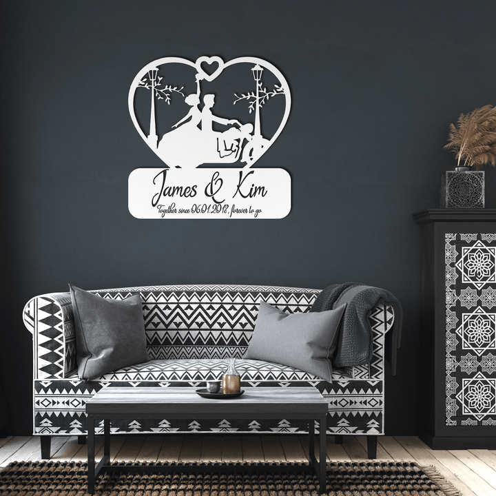 Personalized Gift for Bike Lovers - Custom Laser Cut Metal Sign for Couples - Unique Home Decor for Valentines, Weddings, Engagements, & Milestones Metal Sign Uber Elegant