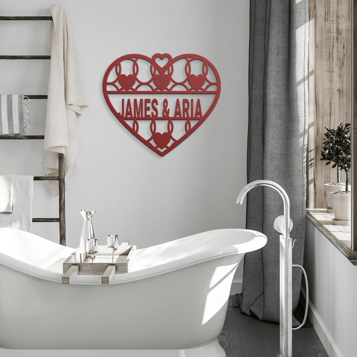 Personalized Heart Wreath Metal Art, Custom Anniversary Gift, Wedding Signage, 1 Year Anniversary Engagement Gifts for Couples Gifts for Him Metal Sign Uber Elegant