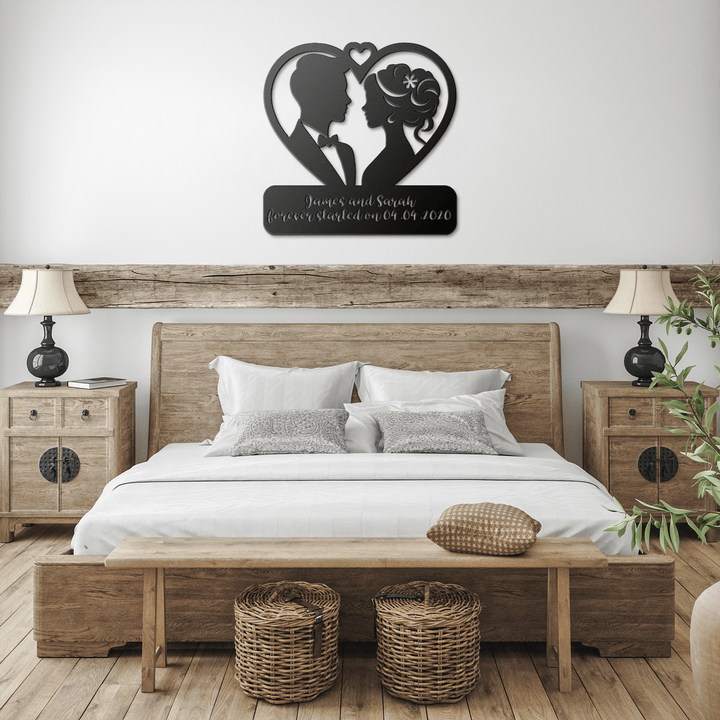 Wedding Signage - Anniversary Keepsake, 25th & 50th Gifts for Spouse Metal Sign Black / 12" Uber Elegant