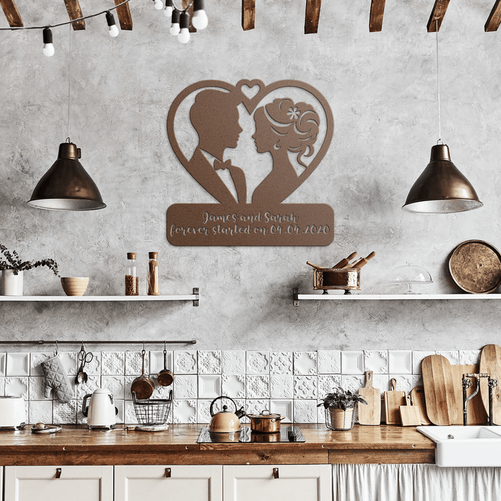Wedding Signage - Anniversary Keepsake, 25th & 50th Gifts for Spouse Metal Sign Copper / 12" Uber Elegant
