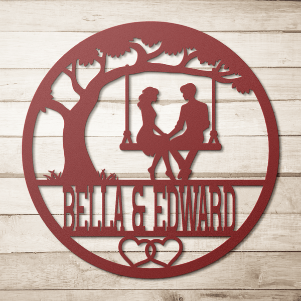 Heartfelt Couples Metal Sign Gift for Weddings, Anniversary & Valentine’s Day Celebrations Metal Sign Red / 12" Uber Elegant