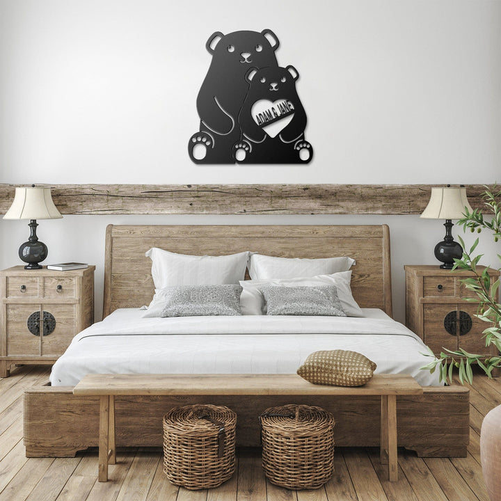 Gifts for Boyfriend: Custom Metal Bears Sign, Unique Personalized Gift Metal Sign Black / 12" Uber Elegant