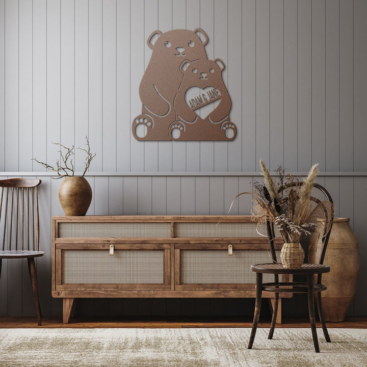 Gifts for Boyfriend: Custom Metal Bears Sign, Unique Personalized Gift Metal Sign Copper / 12" Uber Elegant