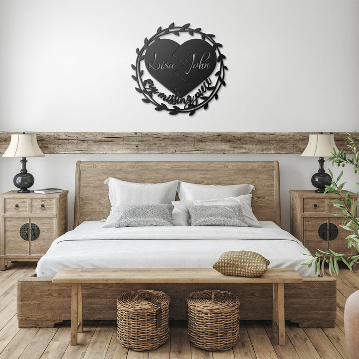 My Missing Piece Custom Valentines Day Sign | Significant Other Gift | Anniversary | Wife Gift | Lovers Gift | Meaningful Valentines Gift Metal Sign Black / 12" Uber Elegant