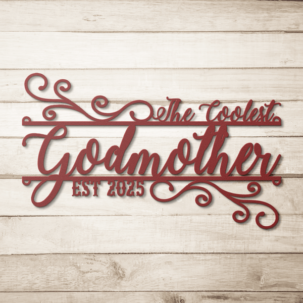 Personalized Godmother Gift - Custom Metal Sign - Unique Godmother Wall Art - Best Godmother Gift From Godchild - Fairy Godmother Decor Metal Sign Red / 12" Uber Elegant