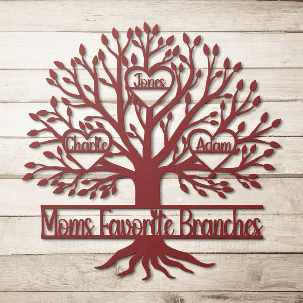 Mothers Day Gift from Kids - Personalized Laser Cut Metal Wall Art - Unique Mom Birthday Gift - Custom Mother’s Day Sign for Home Decor Metal Sign Red / 12" Uber Elegant