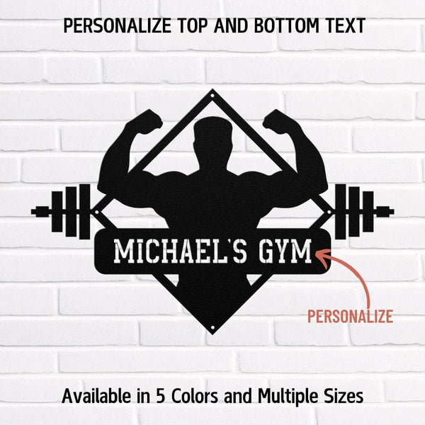 Fitness Wall Art Sign | Biceps Metal Sign for Home and Professional Gyms Metal Art Black / 12" Uber Elegant