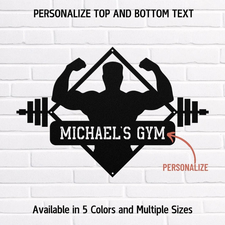 Fitness Wall Art Sign | Biceps Metal Sign for Home and Professional Gyms Metal Art Black / 12" Uber Elegant