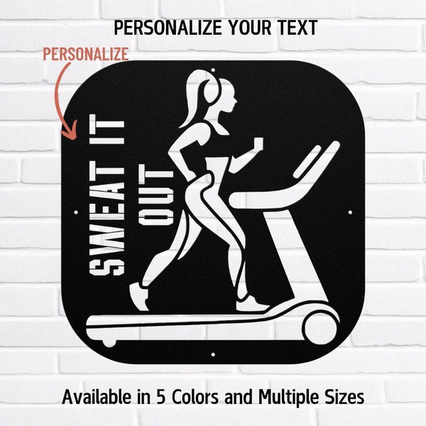 Home Gym Wall Decor | Custom Treadmill Metal Sign for Workout Inspiration Metal Art Black / 12" Uber Elegant