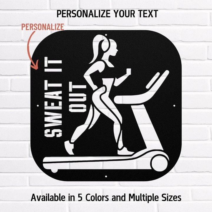 Home Gym Wall Decor | Custom Treadmill Metal Sign for Workout Inspiration Metal Art Black / 12" Uber Elegant