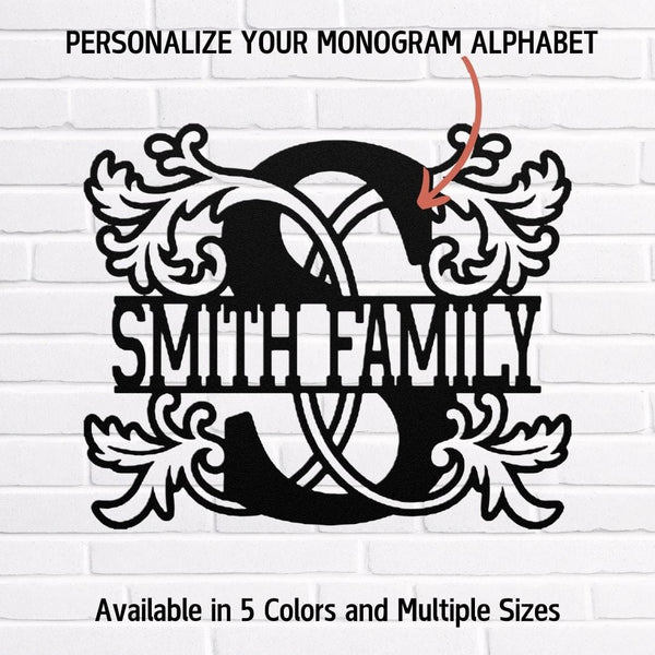 Personalized Family Name Metal Monogram Sign for Wall Décor Metal Art Black / 12" Uber Elegant