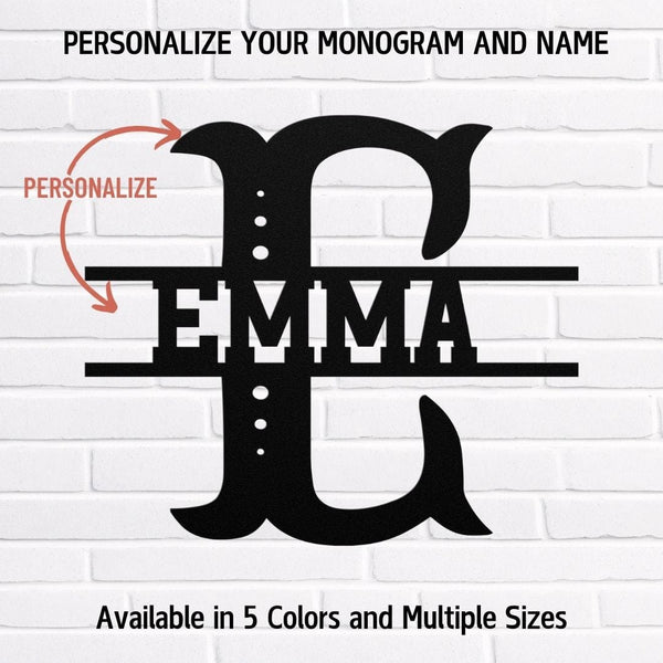 Personalized Family Name Metal Monogram Wall Art – Custom Letter Initial Metal Art Black / 12" Uber Elegant