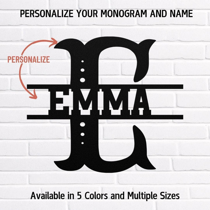 Personalized Family Name Metal Monogram Wall Art – Custom Letter Initial Metal Art Black / 12" Uber Elegant