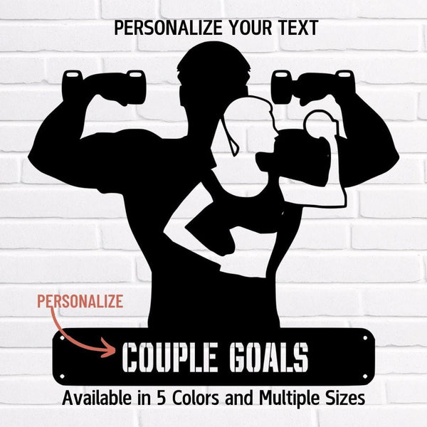 Elevate Your Workout Space with Personalized Couples Metal Gym Art Metal Art Black / 12" Uber Elegant
