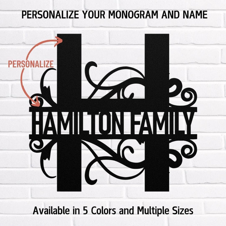 Personalized Split Letter Monogram Wall Art – Custom Name & Initial Design Metal Art Black / 12" Uber Elegant