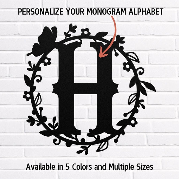 Custom Metal Letter Monogram Sign - Personalized Home Wall Décor Metal Art Black / 12" Uber Elegant