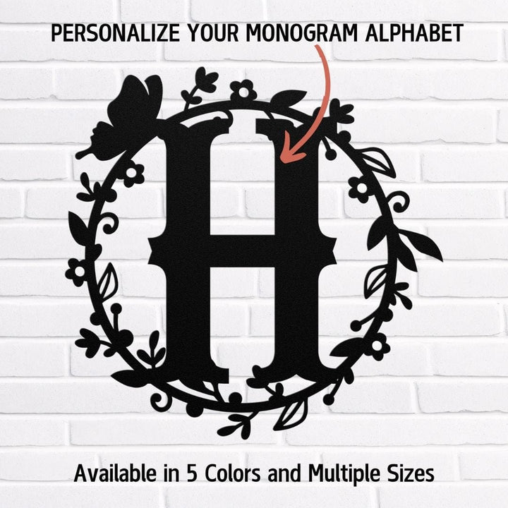 Custom Metal Letter Monogram Sign - Personalized Home Wall Décor Metal Art Black / 12" Uber Elegant