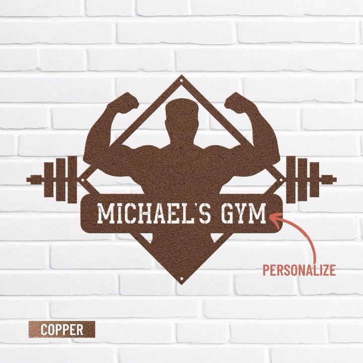 Fitness Wall Art Sign | Biceps Metal Sign for Home and Professional Gyms Metal Art Copper / 12" Uber Elegant