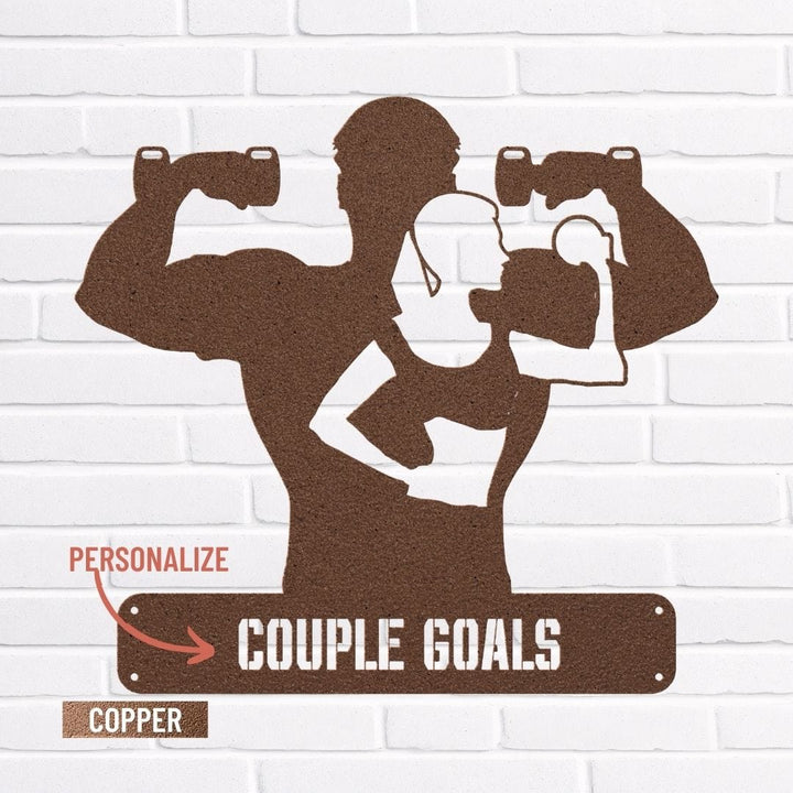 Elevate Your Workout Space with Personalized Couples Metal Gym Art Metal Art Copper / 12" Uber Elegant
