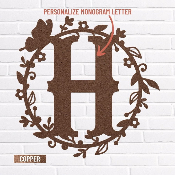 Custom Metal Letter Monogram Sign - Personalized Home Wall Décor Metal Art Copper / 12" Uber Elegant