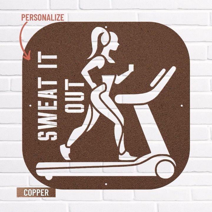Home Gym Wall Decor | Custom Treadmill Metal Sign for Workout Inspiration Metal Art Copper / 12" Uber Elegant