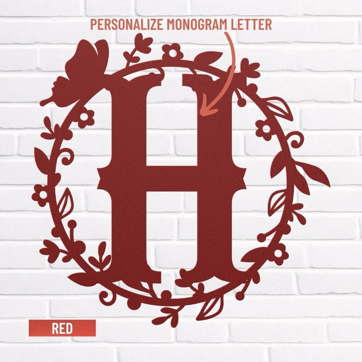 Custom Metal Letter Monogram Sign - Personalized Home Wall Décor Metal Art Red / 12" Uber Elegant