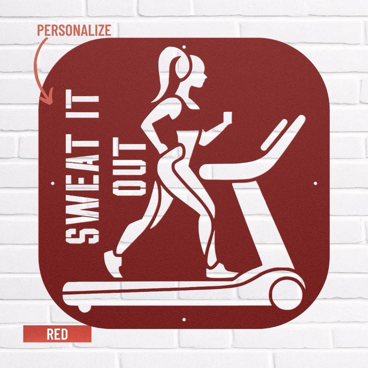 Home Gym Wall Decor | Custom Treadmill Metal Sign for Workout Inspiration Metal Art Red / 12" Uber Elegant