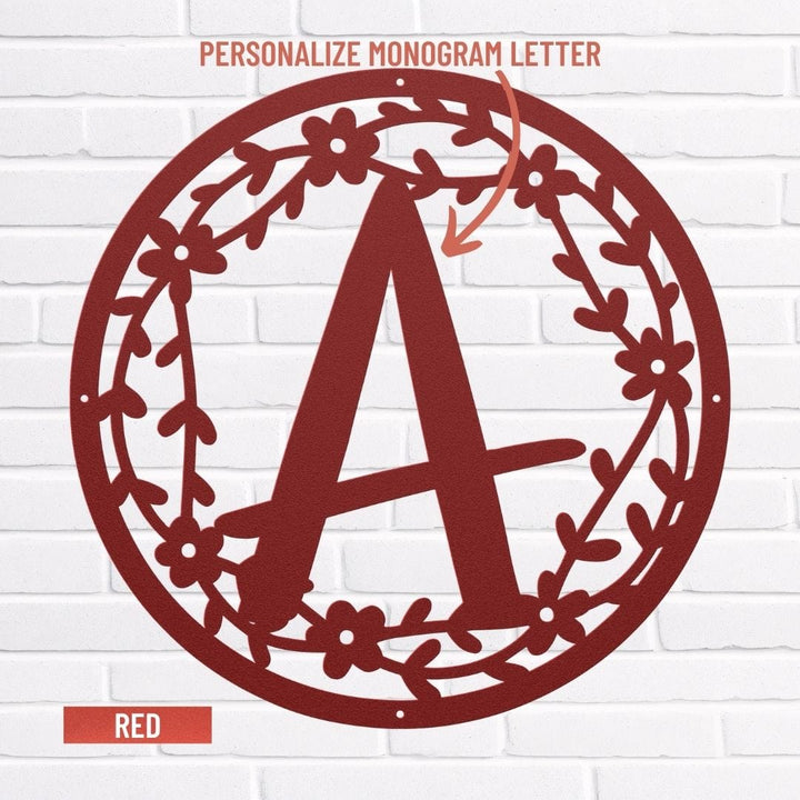 Customizable Metal Letter Monogram for Wedding & Housewarming Gifts Metal Art Red / 12" Uber Elegant