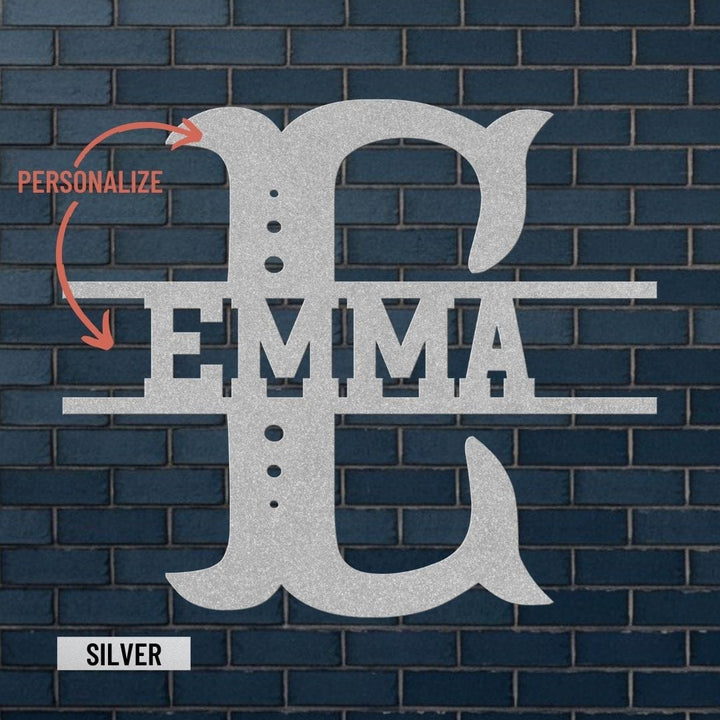 Personalized Family Name Metal Monogram Wall Art – Custom Letter Initial Metal Art Silver / 12" Uber Elegant