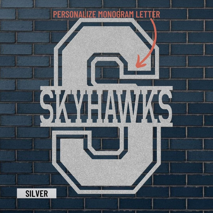 Custom Varsity Monogram Metal Art - Personalized Wall Sign for Home Décor Metal Art Silver / 12" Uber Elegant