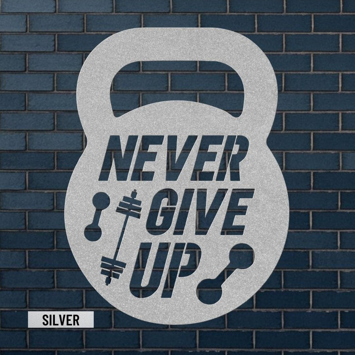 Home Gym Motivation Metal Wall Sign | Biceps Gym Art for Fitness Rooms Metal Art Silver / 12" Uber Elegant
