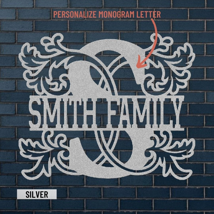Personalized Family Name Metal Monogram Sign for Wall Décor Metal Art Silver / 12" Uber Elegant