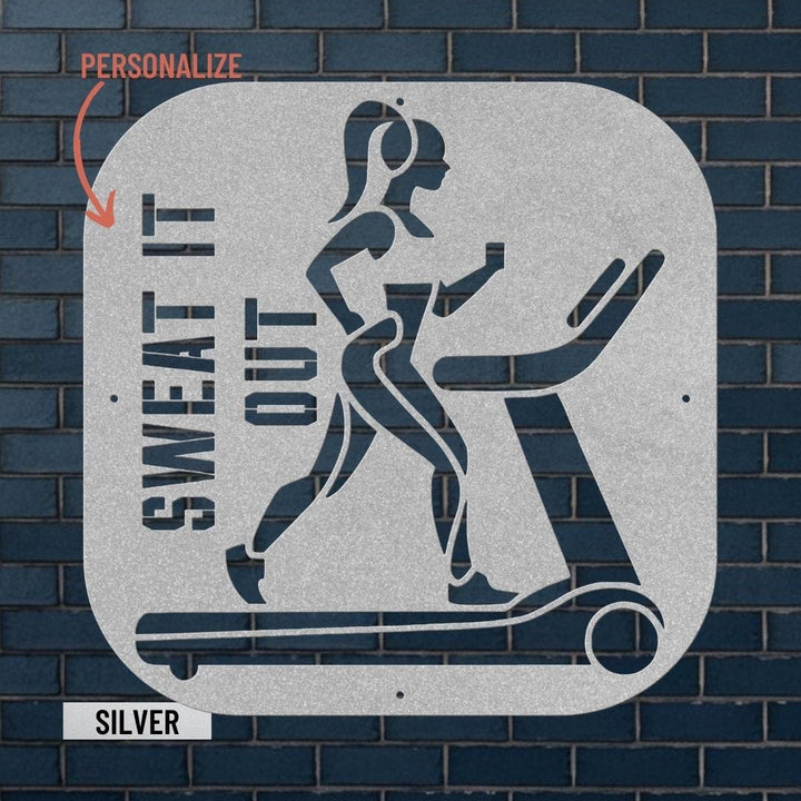 Home Gym Wall Decor | Custom Treadmill Metal Sign for Workout Inspiration Metal Art Silver / 12" Uber Elegant