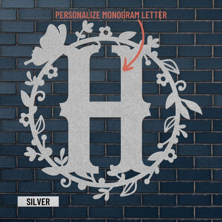 Custom Metal Letter Monogram Sign - Personalized Home Wall Décor Metal Art Silver / 12" Uber Elegant