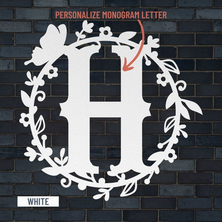 Custom Metal Letter Monogram Sign - Personalized Home Wall Décor Metal Art White / 12" Uber Elegant