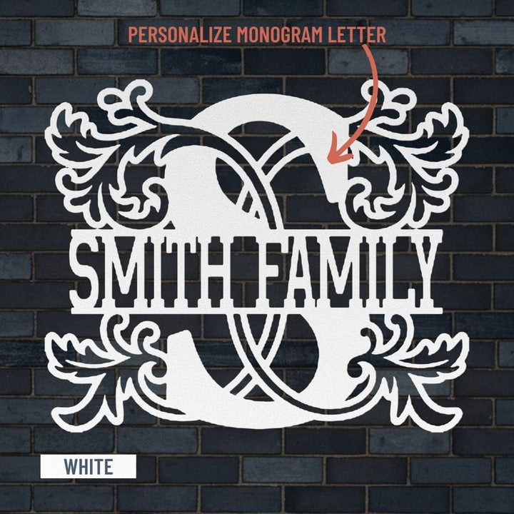 Personalized Family Name Metal Monogram Sign for Wall Décor Metal Art White / 12" Uber Elegant