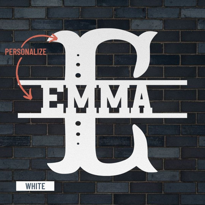 Personalized Family Name Metal Monogram Wall Art – Custom Letter Initial Metal Art White / 12" Uber Elegant