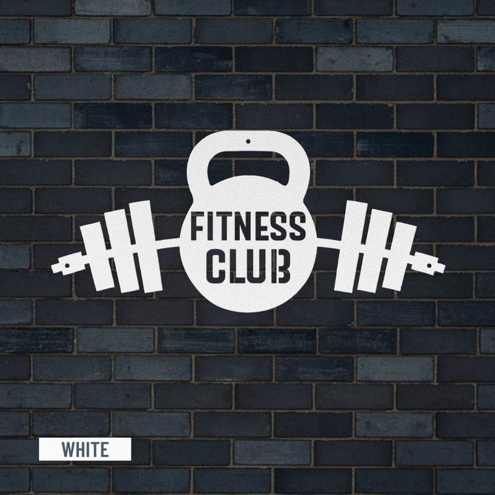 Kettlebell Metal Art | Unique Gym Sign for Home Fitness Motivation Metal Art White / 12" Uber Elegant