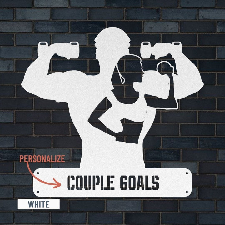 Elevate Your Workout Space with Personalized Couples Metal Gym Art Metal Art White / 12" Uber Elegant