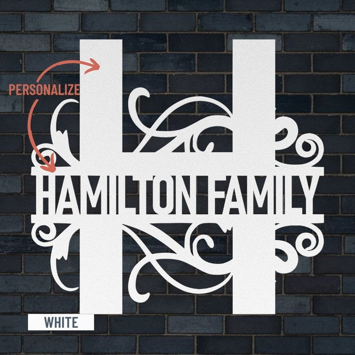 Personalized Split Letter Monogram Wall Art – Custom Name & Initial Design Metal Art White / 12" Uber Elegant