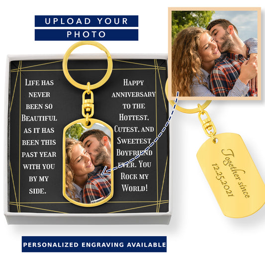 One year anniversary gift for boyfriend, Personalized Key Chain