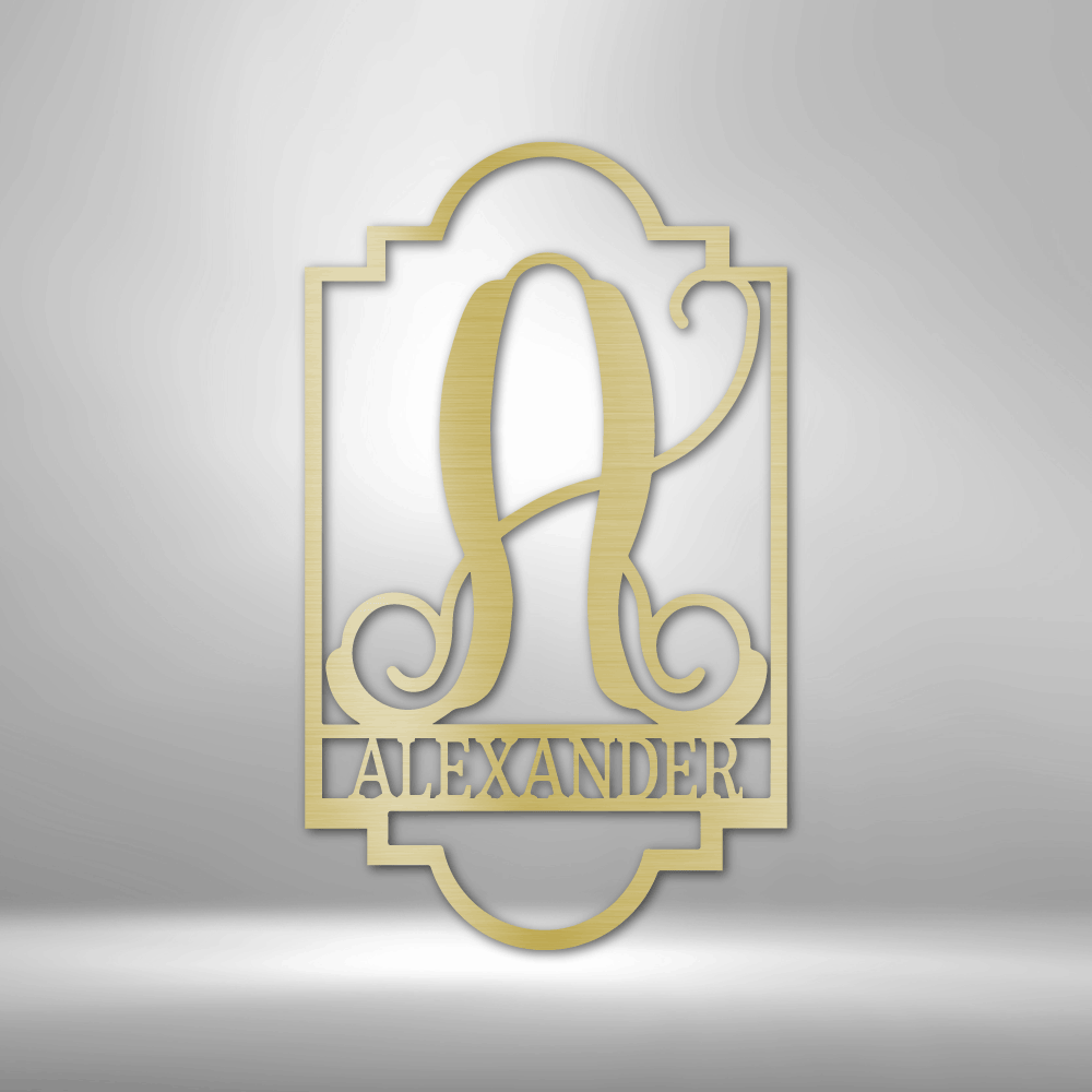 Personalized Regal Name and Monogram Steel Sign – Uber Elegant